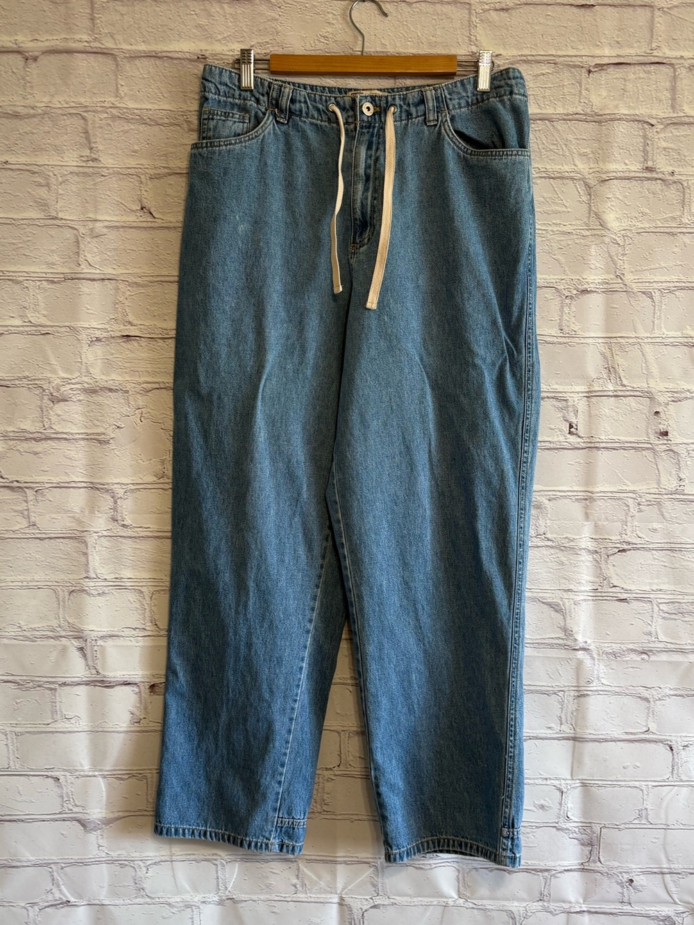 Faded Glory Medium Blue Straight-Leg Drawstring Jeans